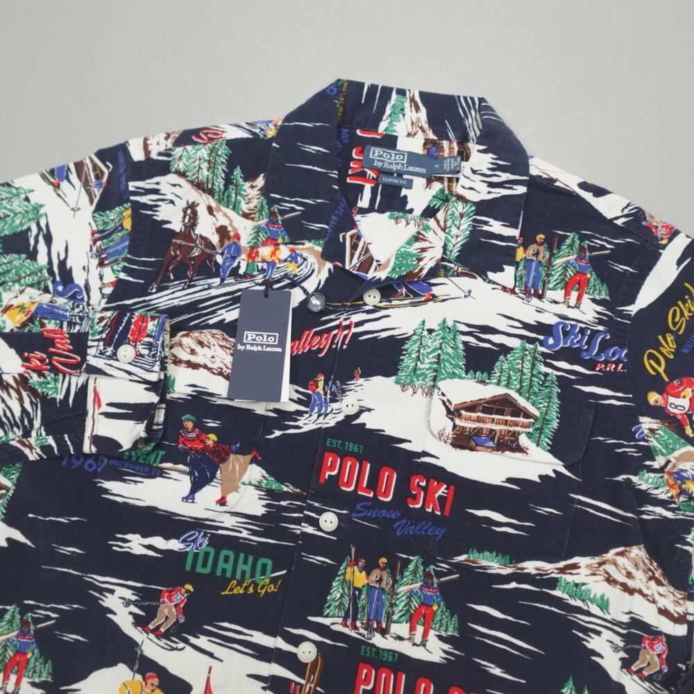 Polo Ralph Lauren VTG Retro Corduroy 1967 Ski Christmas Shirt Size M Hi Tech